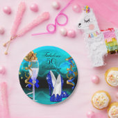 Fantastische 50 Royal Blue Aquamarin Gold Geburtst Pappteller (Party)