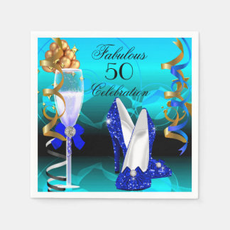 Fantastische 50 Royal Blue Aquamarin Gold Geburtst Serviette