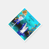 Fantastische 50 Royal Blue Aquamarin Gold Geburtst Serviette (Ecke)
