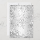 Fantastische 50 Silberpearl Bow Snowflake Einladung (Rückseite)