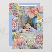 Fantastische 50 Tropical Floral Blue 50. Geburtsta Einladung (Vorne/Hinten)