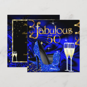 Fantastische 50er-Party Abstrakte Blaue High Heels Einladung