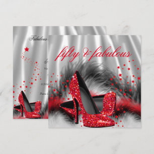 Fantastische 50er rote High Heels silber schwarze Einladung