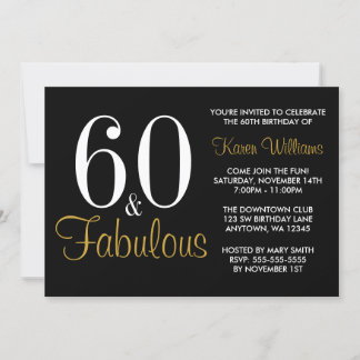 Fantastische 60. Black and Gold Geburtstagsparty Einladung