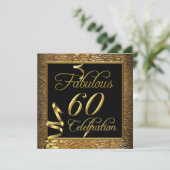 Fantastische 60 Celebration Gold Black Birthday Pa Einladung (Stehend Vorderseite)