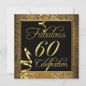 Fantastische 60 Celebration Gold Black Birthday Pa Einladung (Vorderseite)