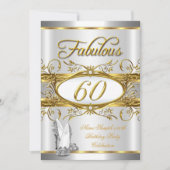Fantastische 60. Geburtstag Gold Silber High Heels Einladung (Vorderseite)