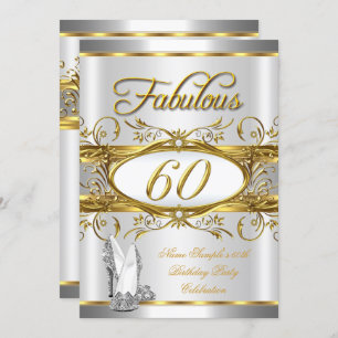 Fantastische 60. Geburtstag Gold Silber High Heels Einladung