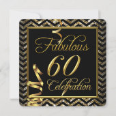 Fantastische 60 Zickzack Gold Black Birthday Party Einladung (Vorderseite)
