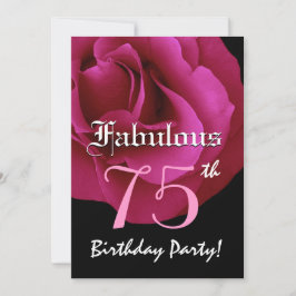 Fantastische 75 Geburtstagsparty Ruby Rote Rose Einladung