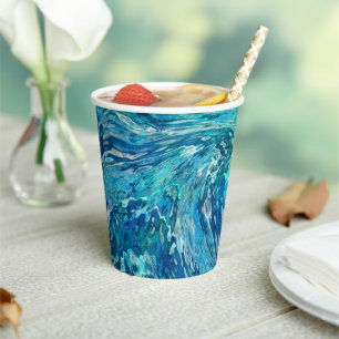 Fantastische Abstrakte Blaue Aquamarine Meereswell Pappbecher