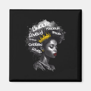 Fantastische Afro-schwarze Frau mit bestärkenden W Magnet
