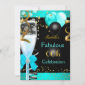 Fantastische Aquamarine Blaue Champagner Gold Gebu Einladung (Vorderseite)