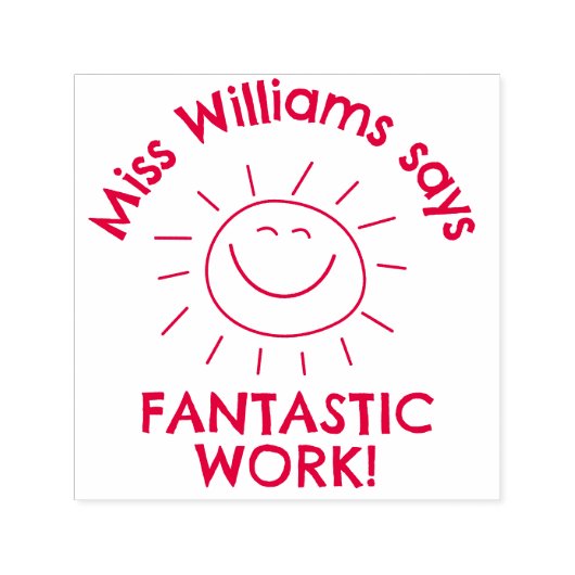 Fantastische Arbeit lächeln Sun Custom Lehrer Lob Permastempel (Design)