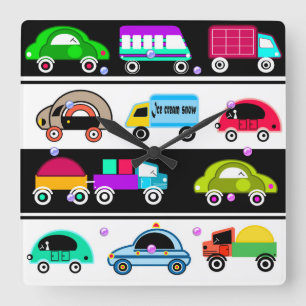 Fantastische Autos Quadratische Wanduhr