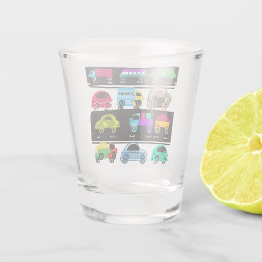 Fantastische Autos Schnapsglas (Rückseite)