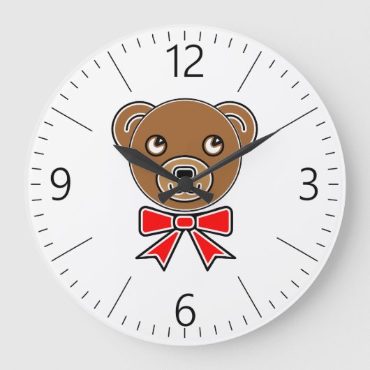Fantastische Bärengesicht Große Wanduhr (Vorderseite)