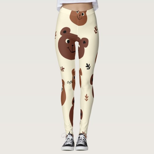 Fantastische Bärengesicht Leggings (Vorderseite)