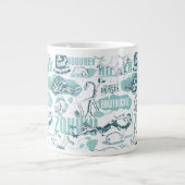 Fantastische Bestien blaues Muster Jumbo-Tasse (Vorderseite)