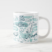 Fantastische Bestien blaues Muster Jumbo-Tasse (Rechts)