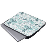 Fantastische Bestien blaues Muster Laptopschutzhülle (Vorne Knopf)