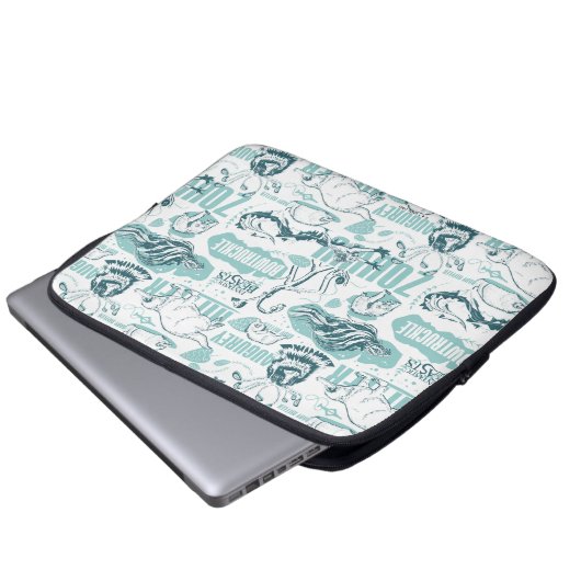 Fantastische Bestien blaues Muster Laptopschutzhülle (Vorne Knopf)