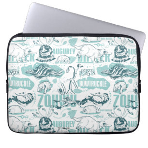 Fantastische Bestien blaues Muster Laptopschutzhülle