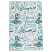 Fantastische Bestien blaues Muster Mittlere Geschenktüte (Rückseite)