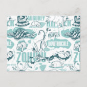 Fantastische Bestien blaues Muster Postkarte (Vorderseite)