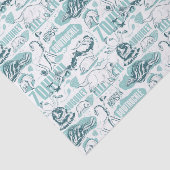 Fantastische Bestien blaues Muster Seidenpapier (Ausschnitt)