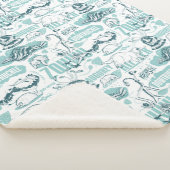 Fantastische Bestien blaues Muster Sherpadecke (3/4)