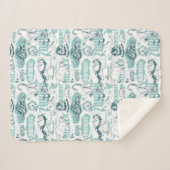 Fantastische Bestien blaues Muster Sherpadecke (Vorderseite (Horizontal))