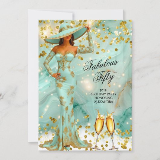 Fantastische Birthday Aquamarin White Gold Woman C Einladung (Vorderseite)