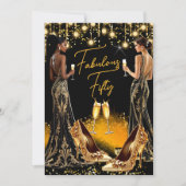 Fantastische Birthday Gold Heelse Champagner-Kleid Einladung (Vorderseite)