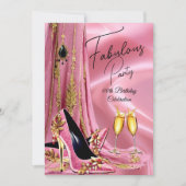 Fantastische Birthday Light Pink Gold Heelse Champ Einladung (Vorderseite)