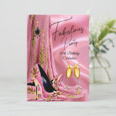 Fantastische Birthday Light Pink Gold Heelse Champ Einladung (Stehend Vorderseite)