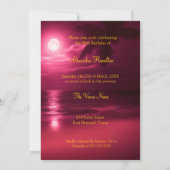 Fantastische Birthday Moonlight Beach Black Pink G Einladung (Rückseite)