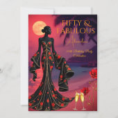 Fantastische Birthday Moonlight Beach Black Red Go Einladung (Vorderseite)