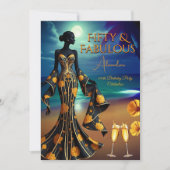 Fantastische Birthday Moonlight Beach Gelb Gold Bl Einladung (Vorderseite)