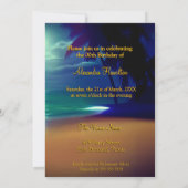 Fantastische Birthday Moonlight Beach Gelb Gold Bl Einladung (Rückseite)