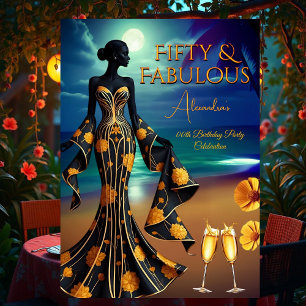 Fantastische Birthday Moonlight Beach Gelb Gold Bl Einladung