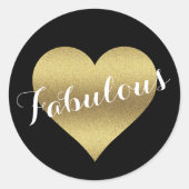 Fantastische Black & Gold Wedding Heart Party Stic Runder Aufkleber (Vorderseite)