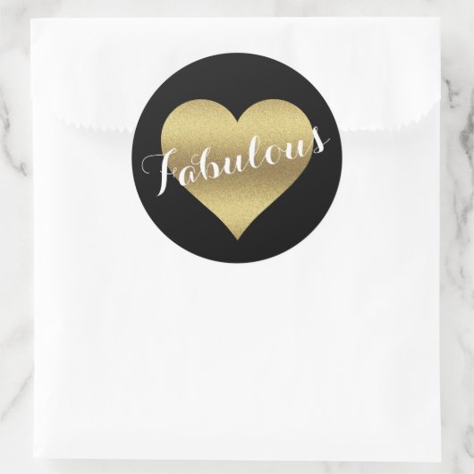 Fantastische Black & Gold Wedding Heart Party Stic Runder Aufkleber (Tasche)