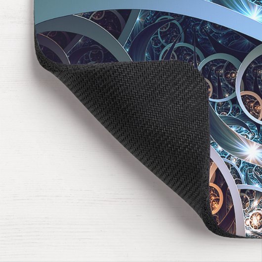 Fantastische blaue Fraktal-Kunst Mousepad (Ecke)