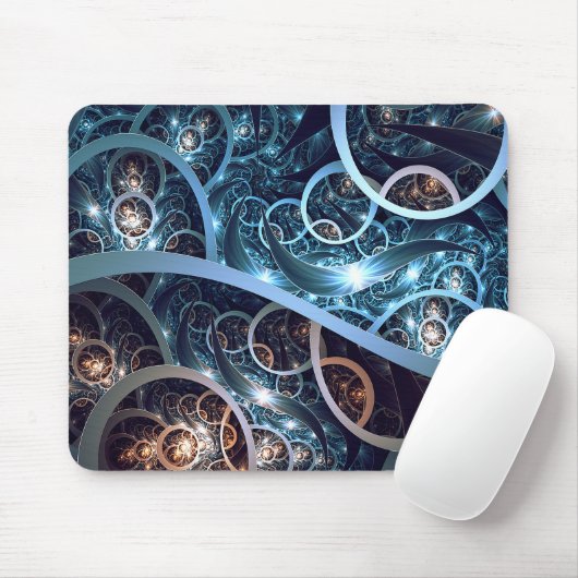 Fantastische blaue Fraktal-Kunst Mousepad (Mit Mouse)
