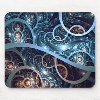 Fantastische blaue Fraktal-Kunst Mousepad