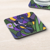 Fantastische blaue Iris-abstrakte mit Blumenkunst Getränkeuntersetzer (Linke Seite)