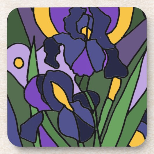 Fantastische blaue Iris-abstrakte mit Blumenkunst Getränkeuntersetzer (Vorderseite)