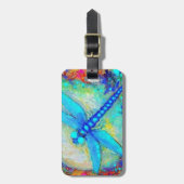 Fantastische blaue Libelle durch Sharles Gepäckanhänger (Vorderseite vertikal)