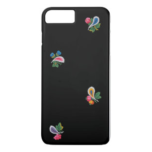 Fantastische Blume, Blätter und Paisleys Black iPhone 8 Plus/7 Plus Hülle